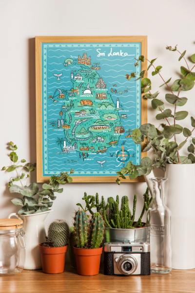 OSAS - Sri Lanka Map - Blue poster (A3)